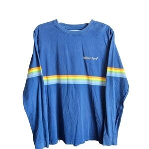 WILBUR SOOT L/S T-Shirt BLUE Rainbow Stripe‎ Embroidered Official Mens Medium